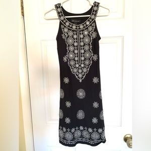 Summer Party Dress Black Silver Summer Sleeveless Embroidered & Sequins Lined